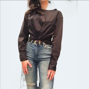 Zara Twist Front Crop Long Sleeved Shirt